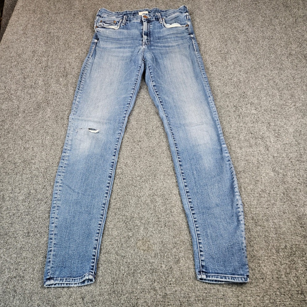 Mother The Looker Groovin Skinny Jeans Blue Distressed Size 29